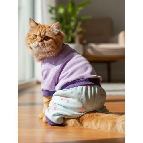 Happy Pony İkili Takım – Sevimli Pony Desenli Kedi Tulum & Sweat Kombini Kedi Kıyafeti