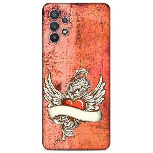 Lopard Samsung Galaxy A32 Uyumlu Kılıf Tattoo's (7) Telefon Kılıfı Kırmızı Beyaz