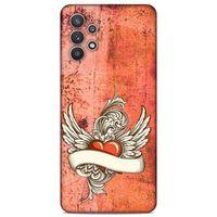Lopard Samsung Galaxy A32 Uyumlu Kılıf Tattoo's (7) Telefon Kılıfı Kırmızı Beyaz