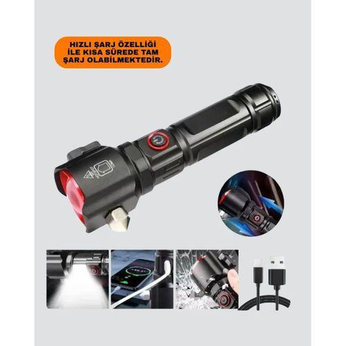 Acil Durum El Feneri Çekiç Ve Pusula Özellikli Güçlü Işık