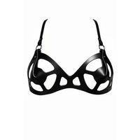 Siyah Göğüs Harness Oyuk Kesimli Deri Bralet - Brf1155