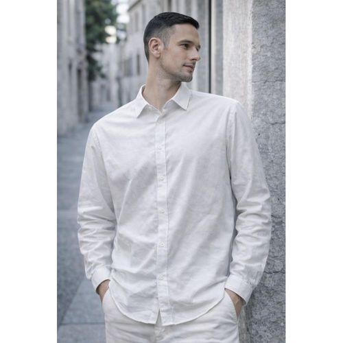 Faulkner Modal Kumaş Yakalı Uzun Kollu Yazlık Erkek Gömlek - Ekru