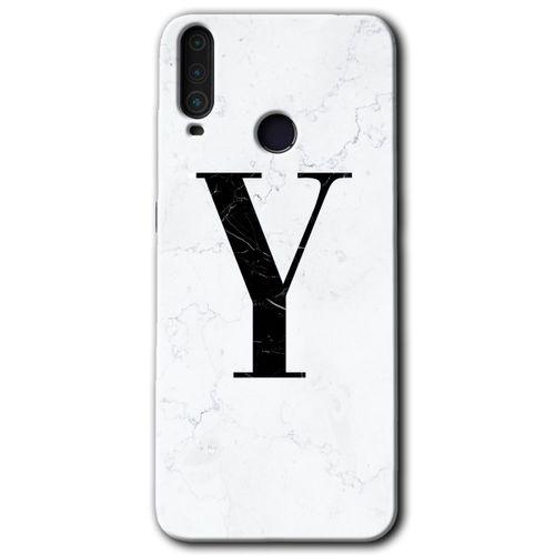 MRCİLETİSİM General Mobile GM 10 Kılıf HD Desen Baskılı Arka Kapak + Temperli Cam - Beyaz Mermer Desenli Y Harfi