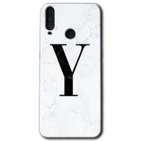 MRCİLETİSİM General Mobile GM 10 Kılıf HD Desen Baskılı Arka Kapak + Temperli Cam - Beyaz Mermer Desenli Y Harfi