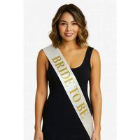 Eğitici Oyuncak  Beyaz Saten Üzerine Kalın Altın Yazılı Bride To Be Kuşağı