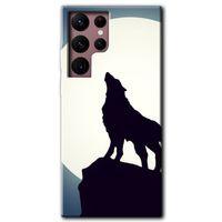 Galaxy S22 Ultra Kılıf HD Desen Baskılı Arka Kapak - Dolunay Bozkurt + Kırılmaz Cam