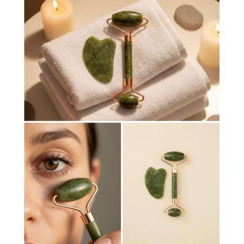 Yeşim Taşı Yüz Bakım Seti Çift Başlıklı Roller Ve Gua Sha