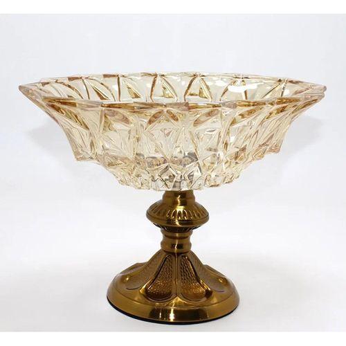 Gold Detaylı Eskitme Ayaklı Dekoratif Cam Sunumluk