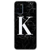 Samsung Galaxy S20 Plus HD Baskılı Kılıf + 9D Tam Ekran Koruyucu - Siyah Mermer  K Harfi