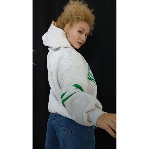BASKILI KAPŞONLU KANGURU CEPLİ 3 İPLİK SWEATSHIRT