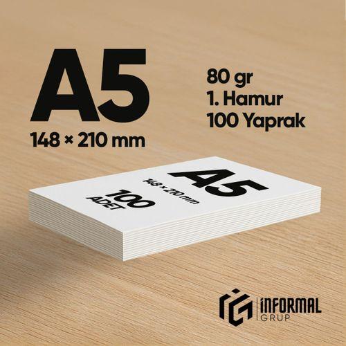 İnformal Fotokopi Kağıdı Premium Kalite A5 70 gr 100 Yaprak 1 Hamur