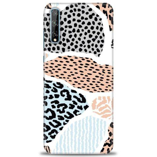 Huawei P Smart S Kılıf HD Baskılı Kılıf - Benekli Renkler + Tam Ekran Koruyucu