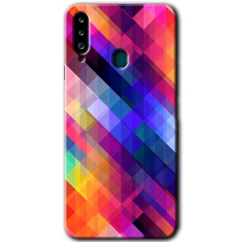 MRCİLETİSİM Samsung Galaxy A20s Kılıf Baskılı Kapak - Multi Oblique +Tam Kaplayan Mat Seramik