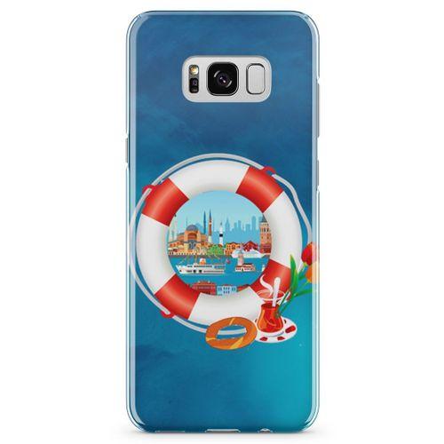 Samsung Galaxy S8 Plus Kılıf Simit Çay İstanbul Arka Kapak Koruma Desenli Full Koruyucu