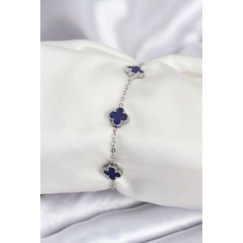 316L Çelik Gümüş Renk Lacivert Baby Boy Yonca Kadın Bileklik