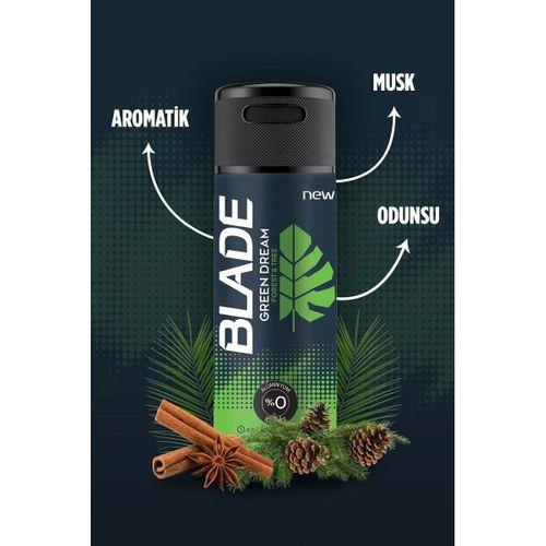 3 Adet Blade Green Dream Erkek Deodorant 150 Ml Hızlı Kurur, Leke Bırakmaz
