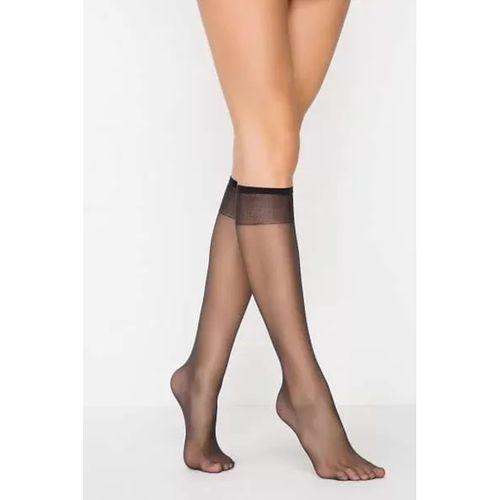 Fit 15 Burunsuz Parlak Kadın Pantolon Diz Altı Çorabı Siyah