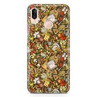 Huawei Nova 3e Kılıf Doodle Restaurant Arka Kapak Koruma Desenli Full Koruyucu