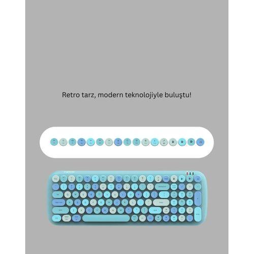 Kablosuz Retro Klavye Ve Mouse Seti – 104 Tuşlu, Sessiz Yazım