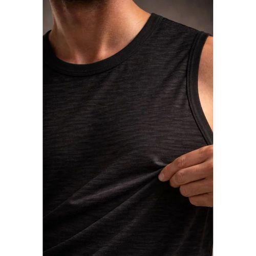 Erkek Flamlı Kumaş Sıfır Kolsuz Atlet Basic Spor Üst, Günlük Ve Fitness Kullanımına Uygun - Siyah