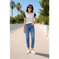 ALEXANDERGARDI ÇİZGİLİ LACİVERT CROP T-SHİRT (B21-326 00)