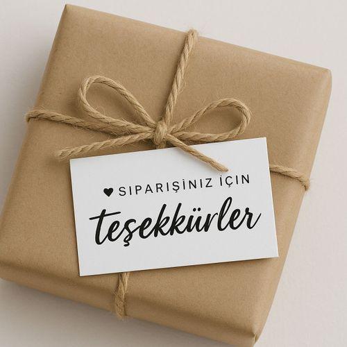 ’’Siparişiniz için teşekkürler’’ Teşekkür Kartı 100 Ad 8x5cm 300 gr Mat Kuşe
