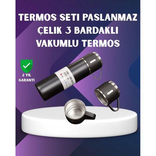 Paslanmaz Termos Ve İkili Bardak Seti | 6-12 Saat Sıcak/soğuk Tutma