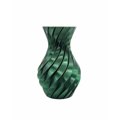 Parlak Yeşil Spiral 3d Baskı Vazo Şık Modern Dekoratif Obje