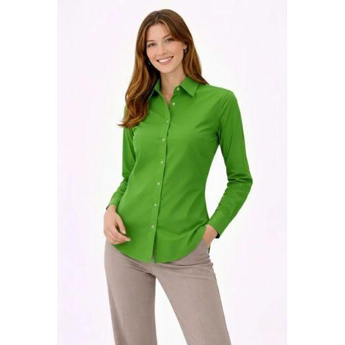 Uzun Kollu Gömlek Düğmeli Klasik Yaka Günlük Ve Ofis Şıklığına Uygun - Yeşil