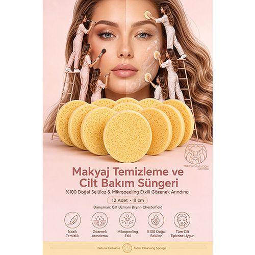 12 LI Doğal SelülozYüz Makyaj Temizleme ve Cilt Bakım Süngeri Mikropeeling Etkili Gözenek Arındırıcı Yumuşak Solingen Professional 723444
