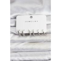 Zirkon Taşlı Gümüş Renk Pirinç Kadın Küpe Seti