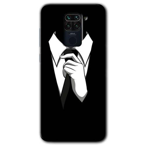 MRCİLETİSİM Xiaomi Redmi Note 9 Kılıf Baskılı Kapak - Smokin + 5D Tam Kaplayan Cam