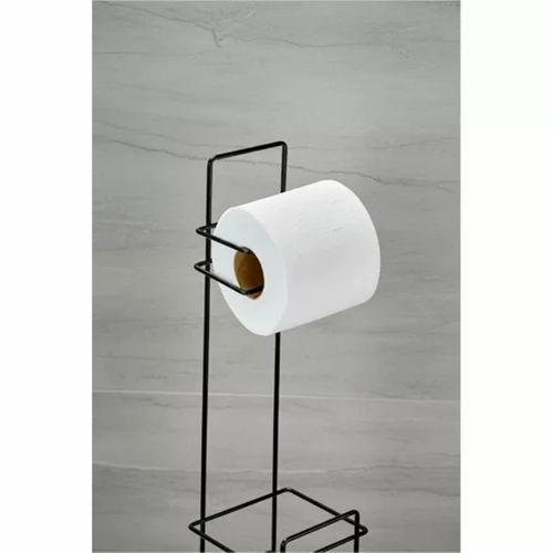 Siyah Standlı Yedek Hazneli Tuvalet Kağıtlığı
