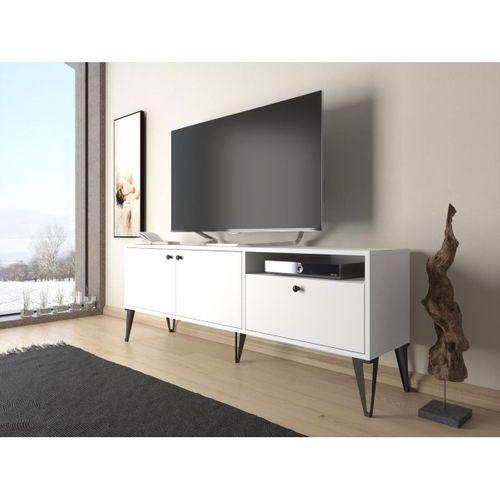 Wood'n Love Atoka 160 Cm Metal Ayaklı Dolaplı, Minifiks Bağlantı Tv Ünitesi - Beyaz / Siyah