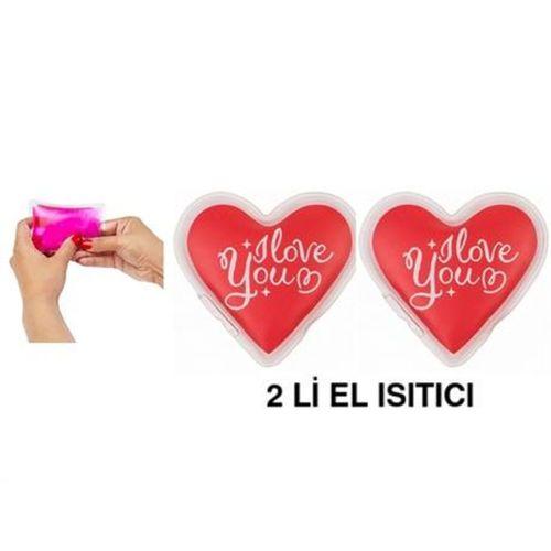 2 Adet Kalpli Sevgi Mesajlı Cep Sobası,El Isıtıcı,Sıcak Su Torbası Pvc  9Cm