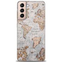 Samsung Galaxy S21 Kılıf HD Baskılı Kılıf - Dünya Haritası + Tam Ekran Koruyucu