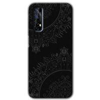 Realme 7 Kılıf HD Desen Baskılı Arka Kapak + Temperli Cam - Siyah Mandala