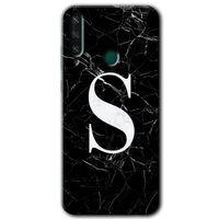 Huawei Y6P Kılıf HD Desen Baskılı Arka Kapak - Siyah Mermer Desenli S Harfi