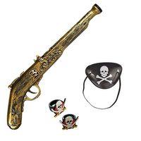 Oyuncak Korsan Tabancası Korsan Maskesi ve 2 Adet Korsan Yüzüğü Seti