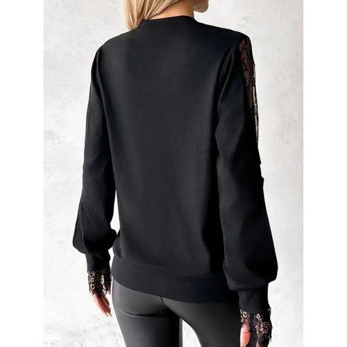 Kadın Uzun Kollu Damla Detaylı Viskon Iki Iplik Bluz