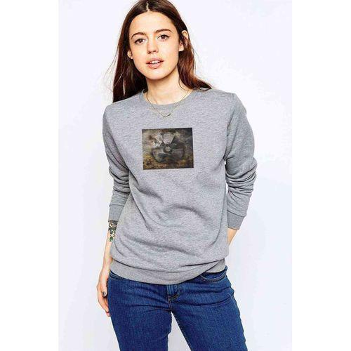 Stalker Alta Silik Yazı Baskılı Gri Kadın Sweatshirt