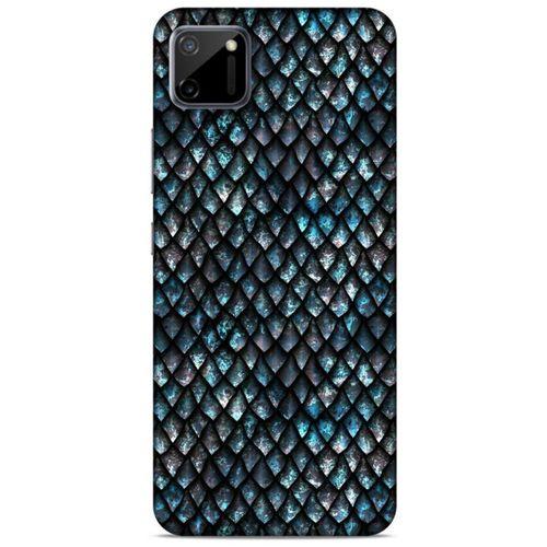 Oppo Realme C11 Kılıf Dragons (10) Full Koruma Kılıfı Ejderha Skin Mavi Beyaz