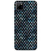 Oppo Realme C11 Kılıf Dragons (10) Full Koruma Kılıfı Ejderha Skin Mavi Beyaz