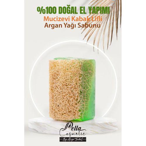 Pella %100 El Yapımı, Gliserinli, Mucizevi Doğal Kabak Lifli, Argan Yağlı Sabun 130 gr