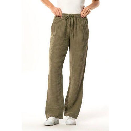 Beli Lastikli Multi Çift Cepli Müslin Kadın/Erkek Unisex Yazlık Pantolon Haki Hk