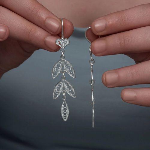 Gümüş Zarif Yaprak Telkari Kadın Küpe