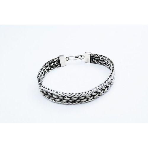 El Örmesi Papağan Kilitli Gümüş Erkek Bileklik