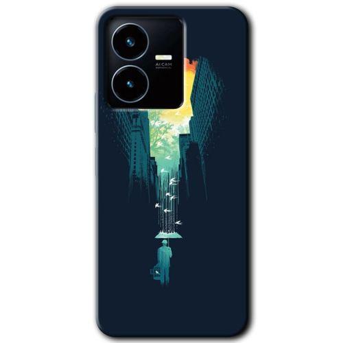 Vivo Y22s Kılıf HD Desen Baskılı Arka Kapak - City Bird Sky