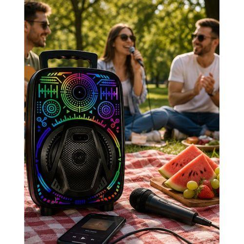 Karaoke Hoparlör Rgb Led Işıklı Usb Fm Radyo Destekli Taşınabilir Speaker