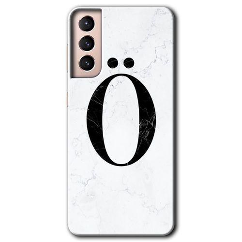 Galaxy S21 Kılıf HD Desen Baskılı Arka Kapak - Beyaz Mermer Desenli Ö Harfi